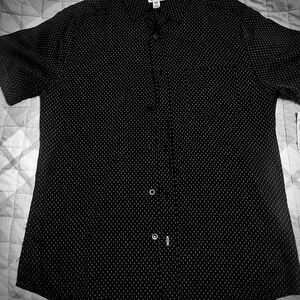 Black Patterned Short Sleeve Shirt